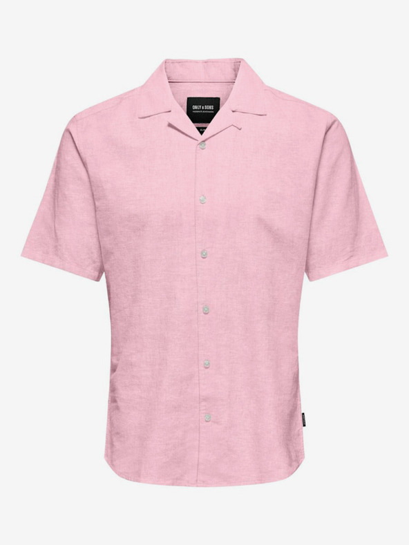 ONLY & SONS Růžová pánská košile s příměsí lnu ONLY & SONS Caiden