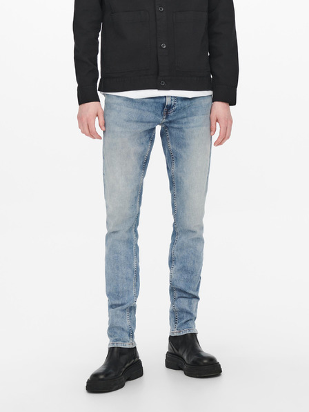 ONLY & SONS Světle modré slim fit džíny s vyšisovaným efektem ONLY & SONS Loom