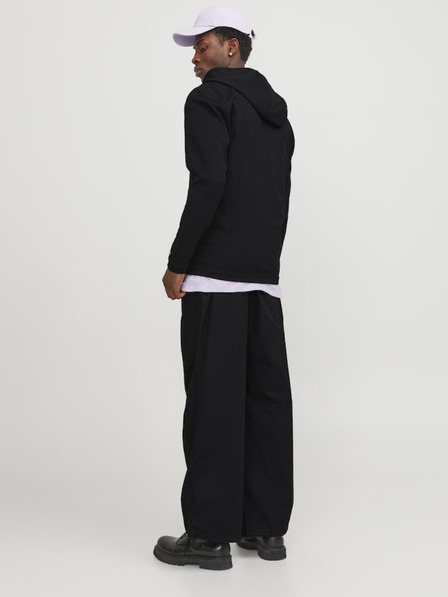 Jack & Jones Černá pánská mikina na zip s kapucí Jack & Jones Cloud