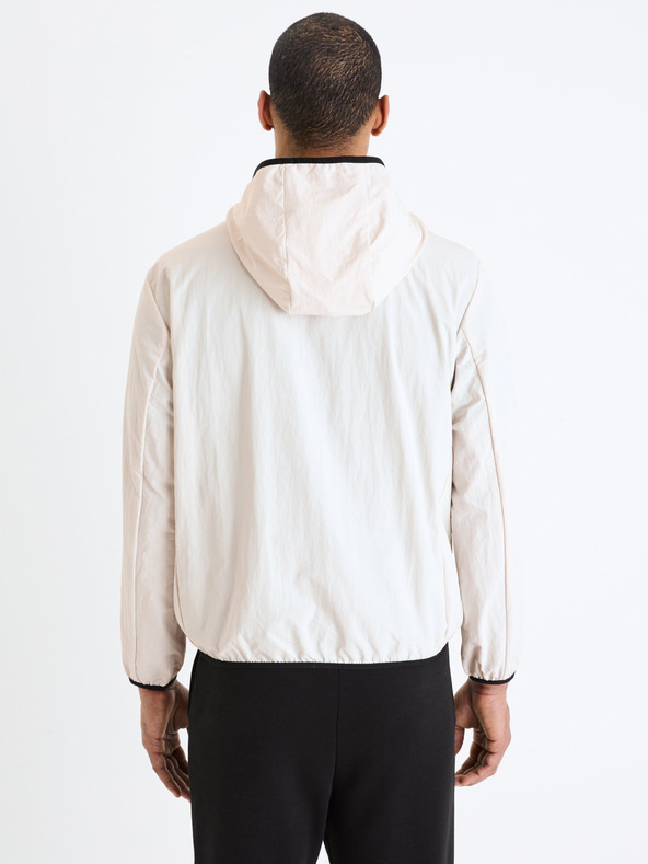 Celio Bílá pánská bunda s kapucí Celio Gutrack