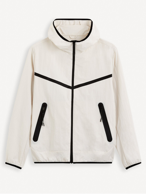 Celio Bílá pánská bunda s kapucí Celio Gutrack