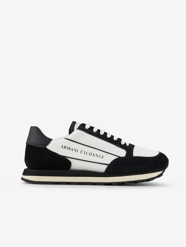 Armani Exchange Bílo-černé pánské semišové tenisky Armani Exchange