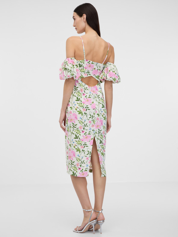 Orsay Krémové dámské midi šaty se lnem ORSAY