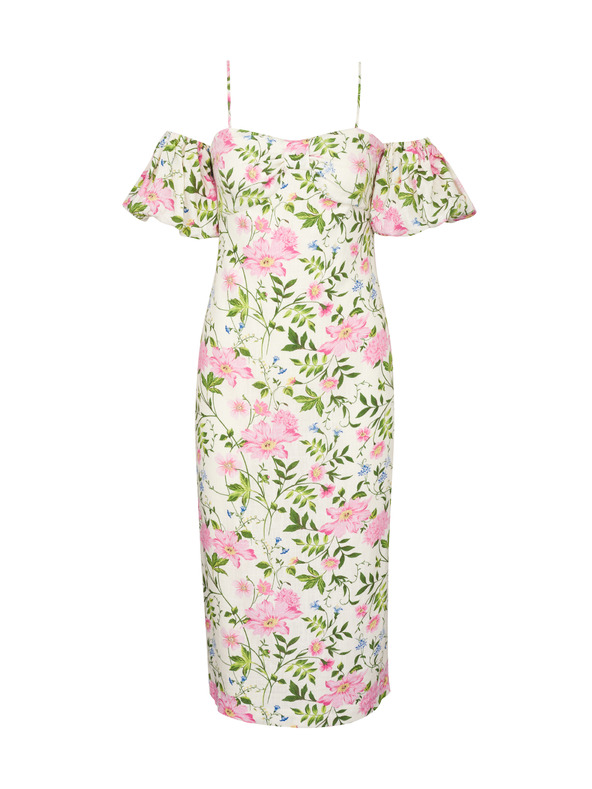 Orsay Krémové dámské midi šaty se lnem ORSAY