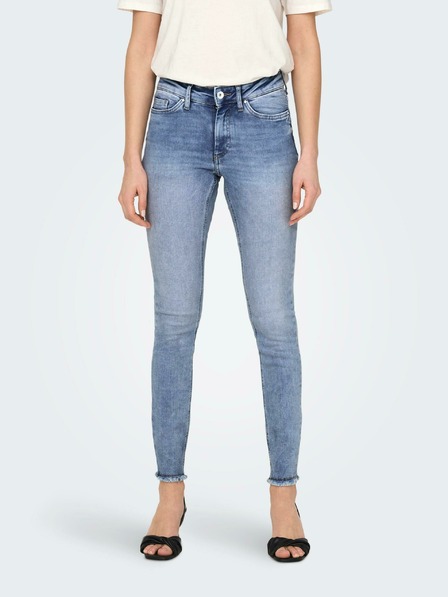 ONLY Modré dámské skinny fit džíny s vyšisovaným efektem ONLY Blush