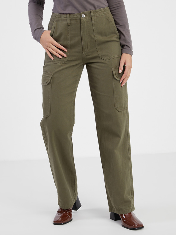 ONLY Khaki dámské kalhoty s kapsami ONLY Malfy