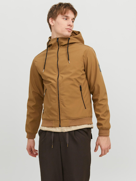 Jack & Jones Hnědá pánská lehká softshellová bunda Jack & Jones Basic