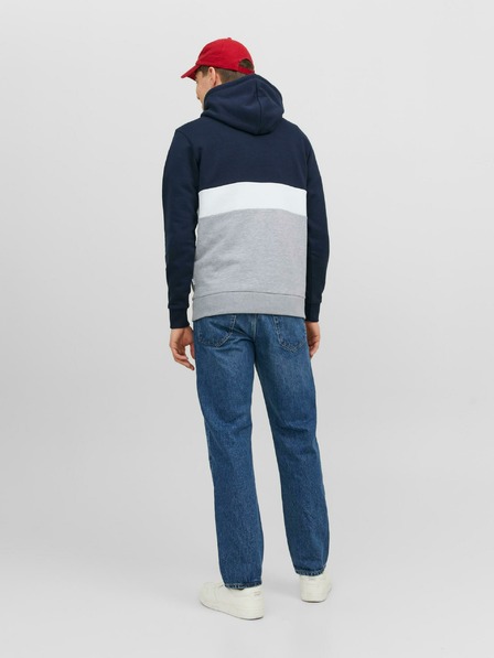 Jack & Jones Šedo-modrá pánská mikina s kapucí Jack & Jones Ereid