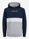Jack & Jones Šedo-modrá pánská mikina s kapucí Jack & Jones Ereid