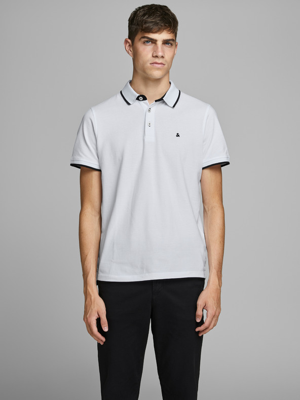 Jack & Jones Bílé pánské polo tričko Jack & Jones Paulos