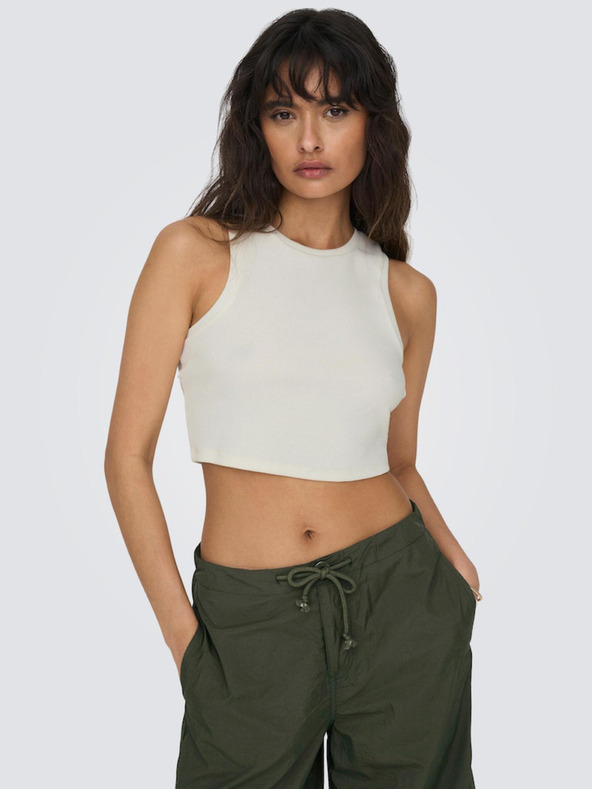 ONLY Bílé dámské crop top tílko ONLY Vilma