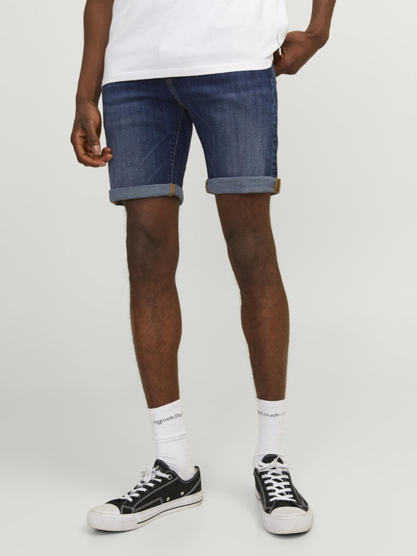 Jack & Jones Tmavě modré pánské džínové kraťasy Jack & Jones Rick