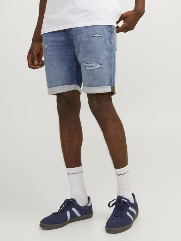 Jack & Jones Modré pánské džínové kraťasy Jack & Jones Rick