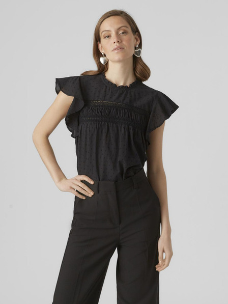 Vero Moda Černá dámská halenka s krajkou Vero Moda Trine