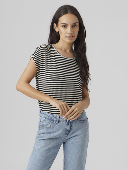 Vero Moda Bílo-černé dámské pruhované tričko Vero Moda Ava