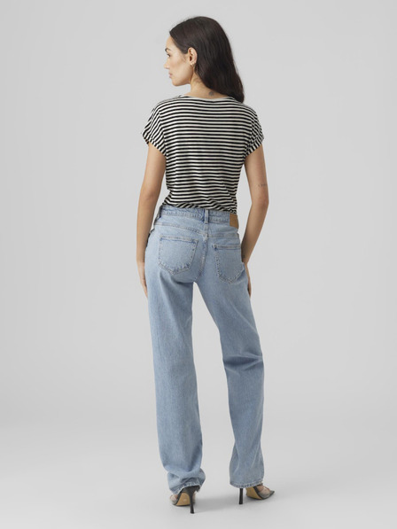 Vero Moda Bílo-černé dámské pruhované tričko Vero Moda Ava