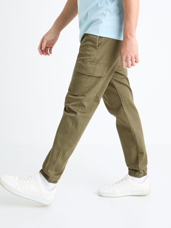 Celio Khaki pánské cargo kalhoty Celio Dolyte