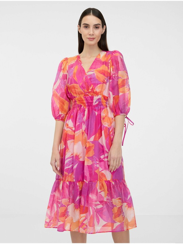 Orsay Tmavě růžové dámské midi šaty ORSAY