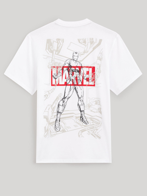 Celio Bílé pánské tričko s potiskem Celio Marvel  Iron Man