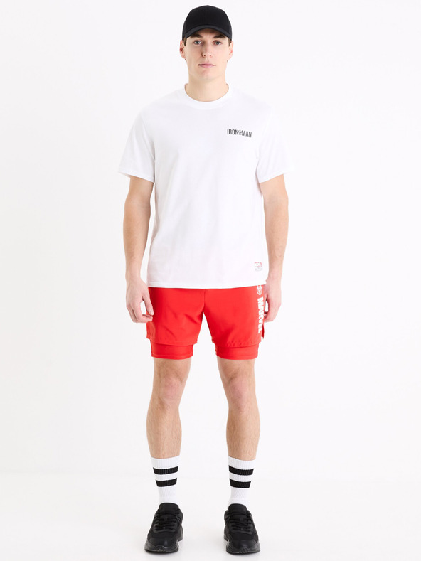 Celio Bílé pánské tričko s potiskem Celio Marvel  Iron Man