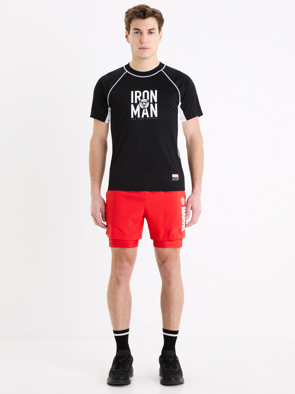 Celio Černé pánské sportovní tričko Celio Marvel Iron Man