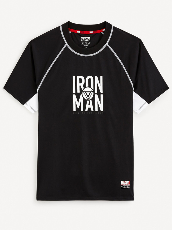Celio Černé pánské sportovní tričko Celio Marvel Iron Man