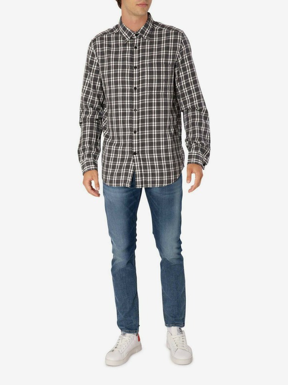 Diesel Černá pánská kostkovaná košile Diesel Camicia