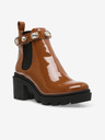 Steve Madden Hnědé dámské lesklé kotníkové boty na podpatku Steve Madden Amulet