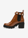 Steve Madden Hnědé dámské lesklé kotníkové boty na podpatku Steve Madden Amulet