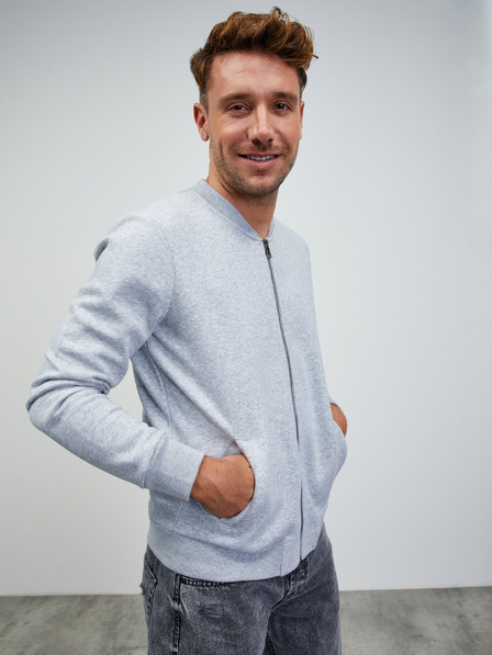 ZOOT.lab Světle šedá pánská žíhaná basic mikina na zip ZOOT.lab Keanu