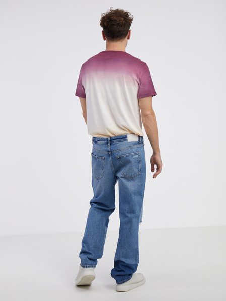 ONLY & SONS Modré straight fit džíny s potrhaným efektem ONLY & SONS