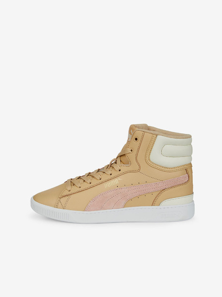 Puma Béžové dámské kotníkové kožené tenisky Puma Vikky V3