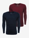 Ombre Clothing Sada dvou pánských basic triček v tmavě modré a vínové barvě Ombre Clothing