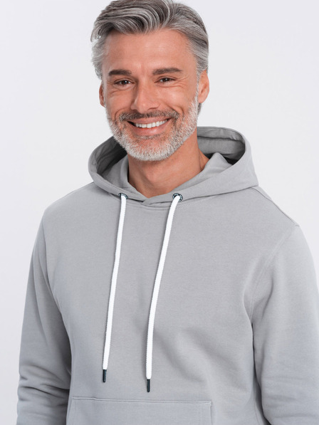 Ombre Clothing Šedá pánská mikina s klokankou a kapucí Ombre Clothing