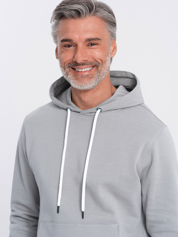 Ombre Clothing Šedá pánská mikina s klokankou a kapucí Ombre Clothing
