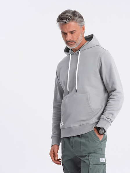 Ombre Clothing Šedá pánská mikina s klokankou a kapucí Ombre Clothing
