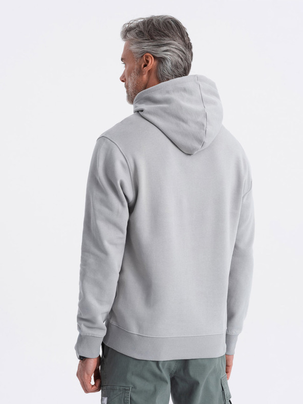Ombre Clothing Šedá pánská mikina s klokankou a kapucí Ombre Clothing