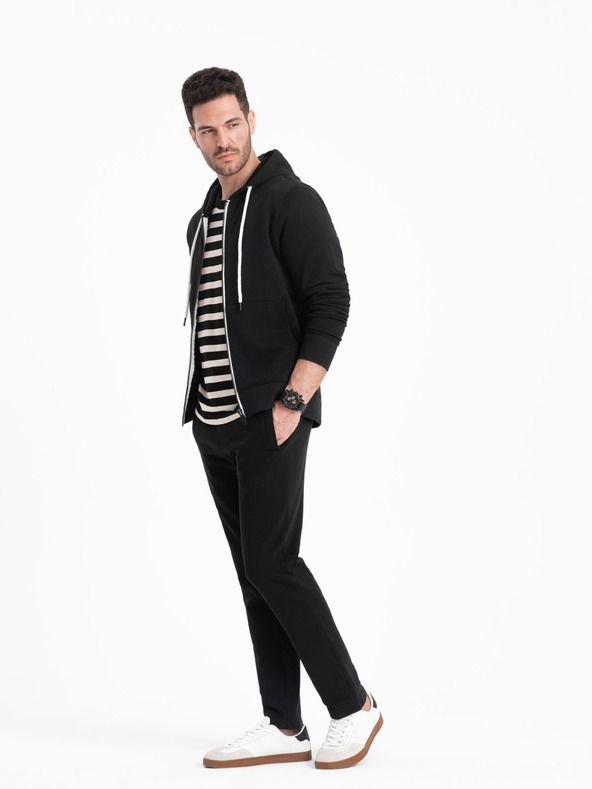 Ombre Clothing Černá pánská basic mikina na zip s kapucí Ombre Clothing