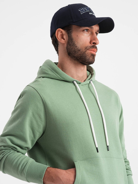 Ombre Clothing Zelená pánská mikina s klokankou a kapucí Ombre Clothing