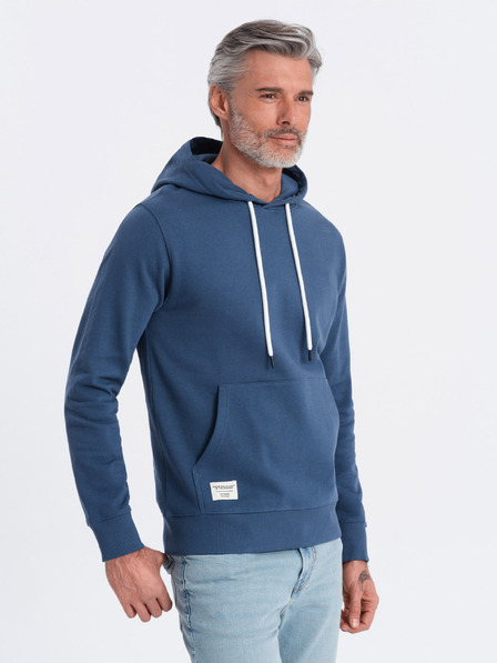 Ombre Clothing Modrá pánská mikina s klokankou a kapucí Ombre Clothing