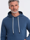 Ombre Clothing Modrá pánská mikina s klokankou a kapucí Ombre Clothing