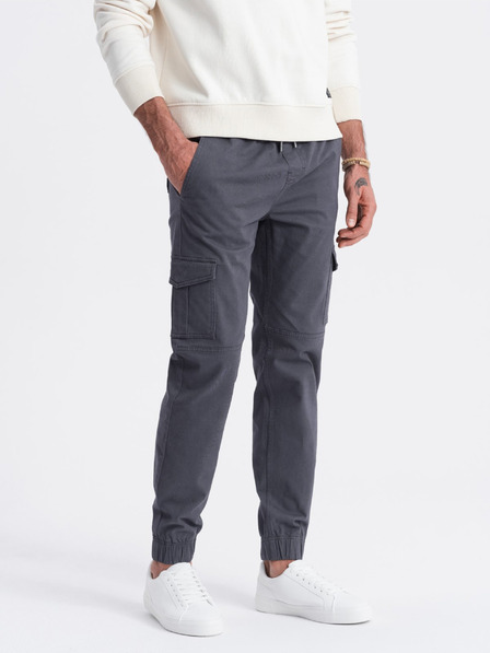 Ombre Clothing Šedé pánské cargo jogger kalhoty Ombre Clothing
