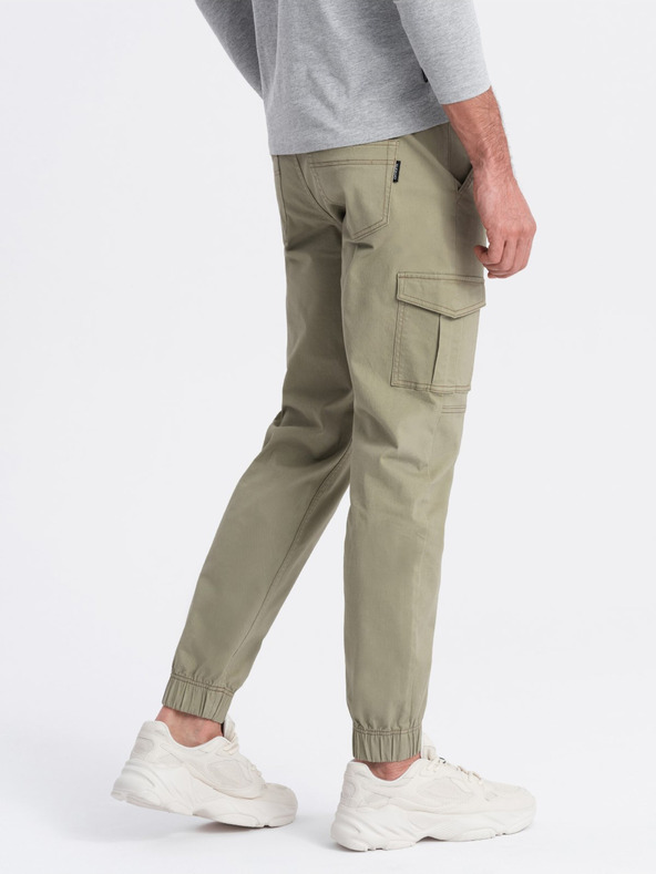 Ombre Clothing Khaki pánské cargo jogger kalhoty Ombre Clothing