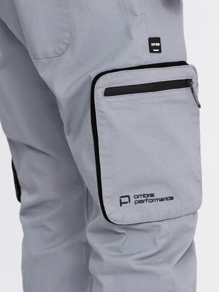 Ombre Clothing Světle šedé pánské cargo jogger kalhoty Ombre Clothing