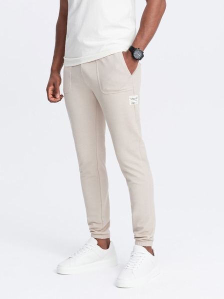 Ombre Clothing Béžové pánské tepláky Ombre Clothing
