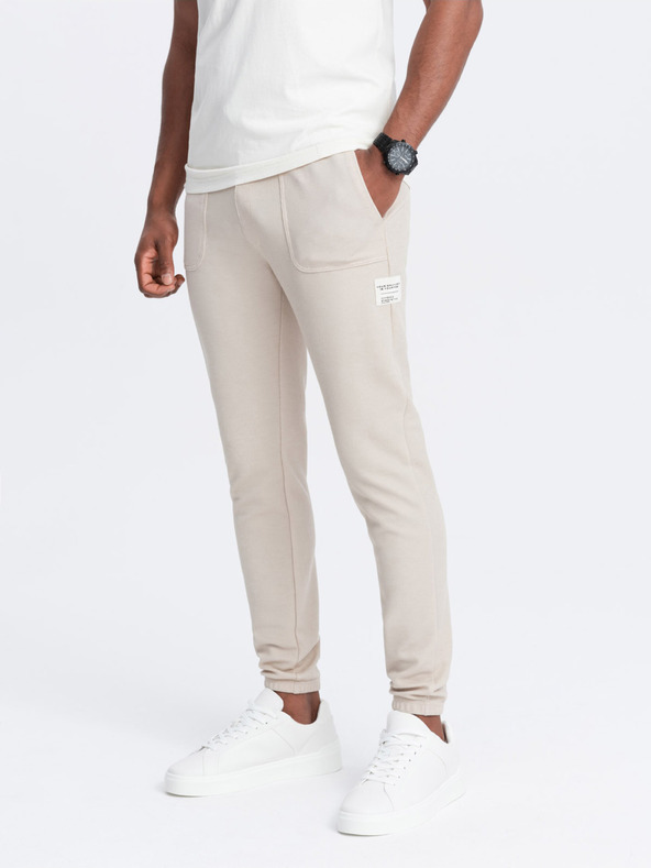 Ombre Clothing Béžové pánské tepláky Ombre Clothing