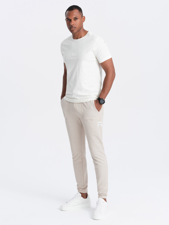 Ombre Clothing Béžové pánské tepláky Ombre Clothing