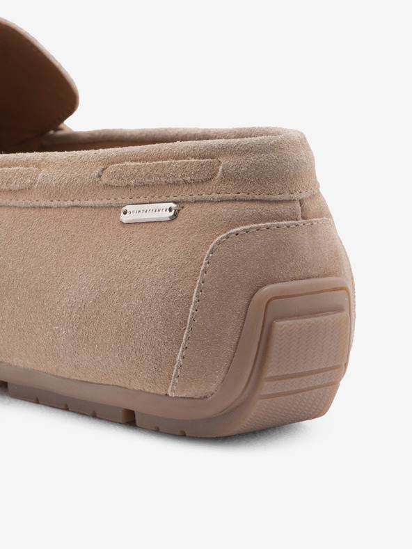 Ombre Clothing Béžové pánské kožené mokasíny s podrážkou typu driver Ombre Clothing