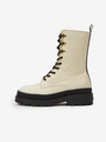 Scotch & Soda Krémové dámské kožené boty Scotch & Soda Aubri Mid Boot Off Wht Croco
