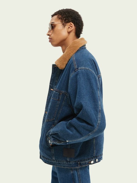 Scotch & Soda Modrá pánská džínová bunda s kožíškem Scotch & Soda
